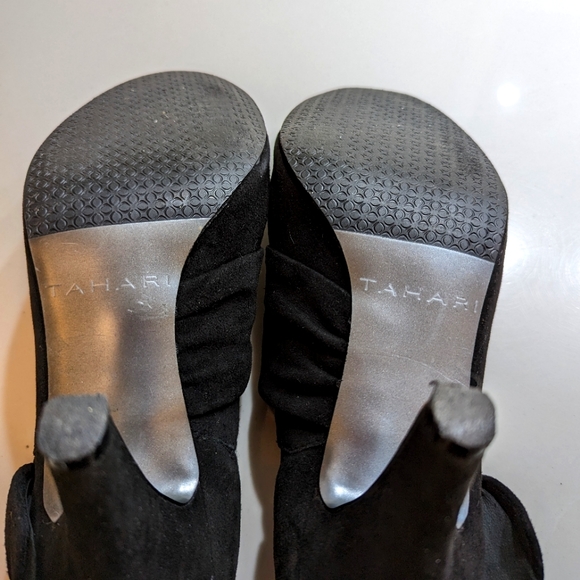 Black Suede Heeled Ankle Boot size 7.5 - Picture 2 of 7